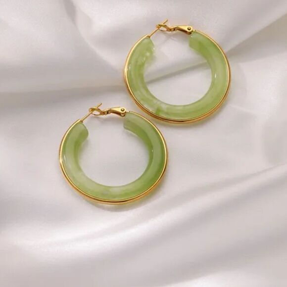 Anthropologie Jewelry - Green hoop earrings A878